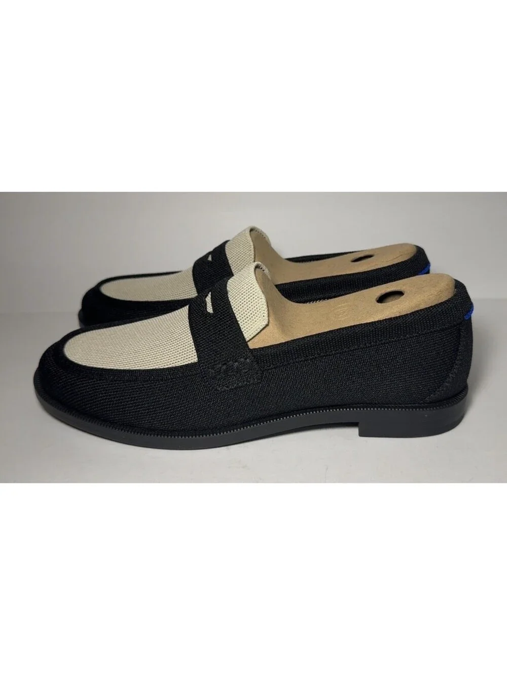 Rothy's The Penny Loafer Tux Black Cream Knit Shoes Women's Size 9 New in Box